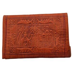 Leather Moroccan Wallet With Camel & Palm Tree Design ***Broken Strap-See NOTE
